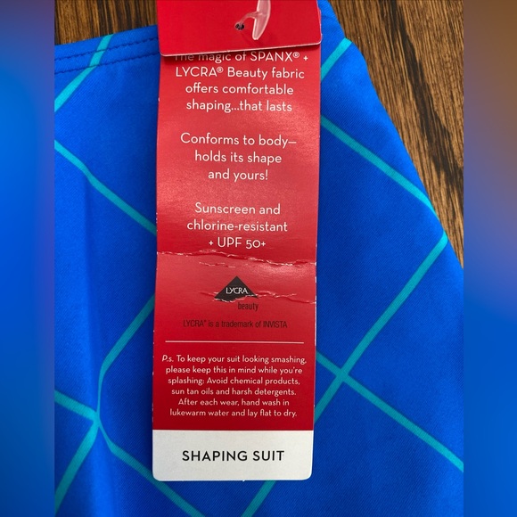 Spanx Flirty Skirted Swim Bottom Electric Blue Geo Bikini Bathing Suit 12 NWT - Picture 5 of 10